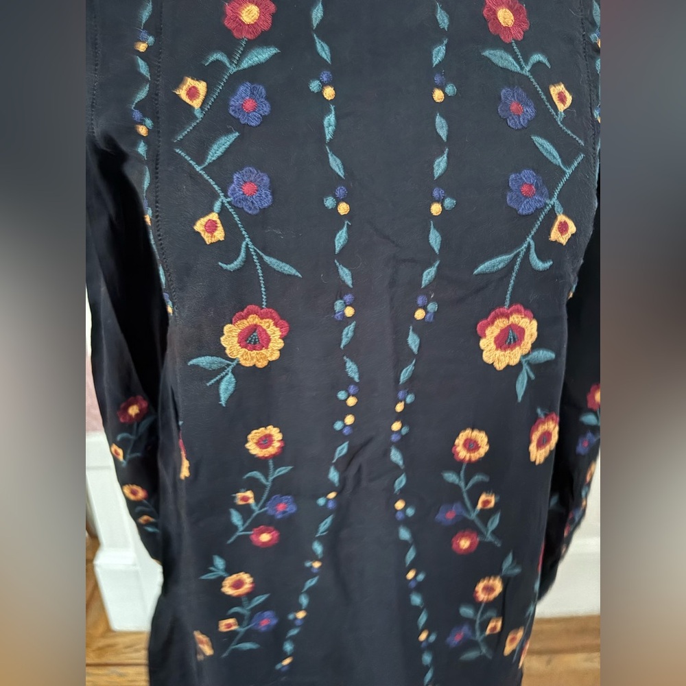 Sézane Black Dress with Colorful Floral Embroidery - Picture 5 of 13